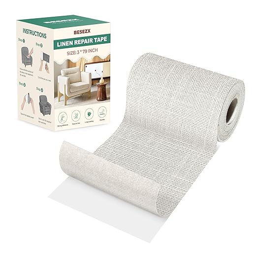 BESEZX Linen Fabric Repair Tape, 3x79 Inch Self Adhesive Repair Patches
