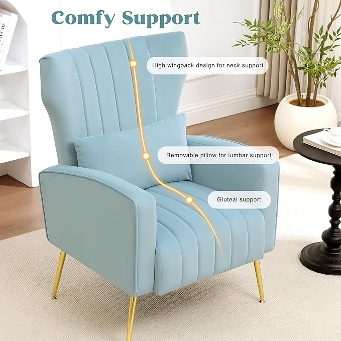 Modern Accent Chair Upholstered Living Room Chair, High Back Arm Chair