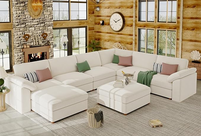 EASE MOOSE Oversized Sectional Modular Sofa，Comfty U Shape Sectional FSC