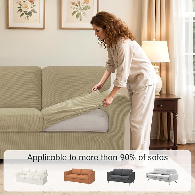 SUBRTEX 5 Pieces Stretch Sofa Slipcover Sets Couch Cover Sets Backrest Cushion