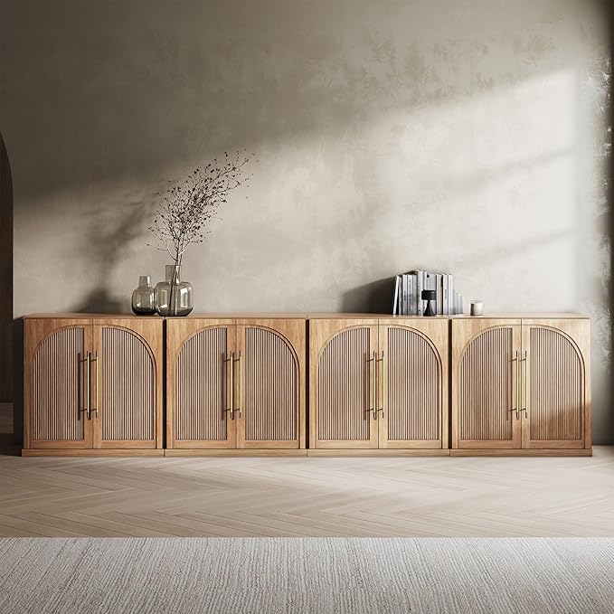BELLEZE 3 Tier Bookshelf with Double-Arc Door