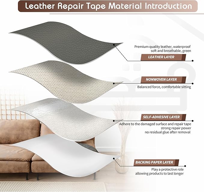 KING MOUNTAIN Leather Repair Patch, 2 Packs 9 x 11 Inches self Adhesive Leather
