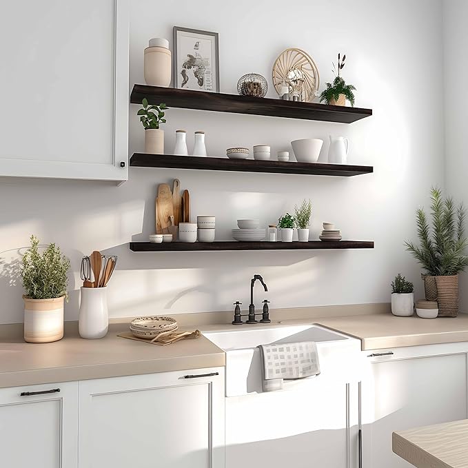 YYWUOJJ Wood Floating Shelves for Wall Decor, Rustic Wall Shelves for Bedroom