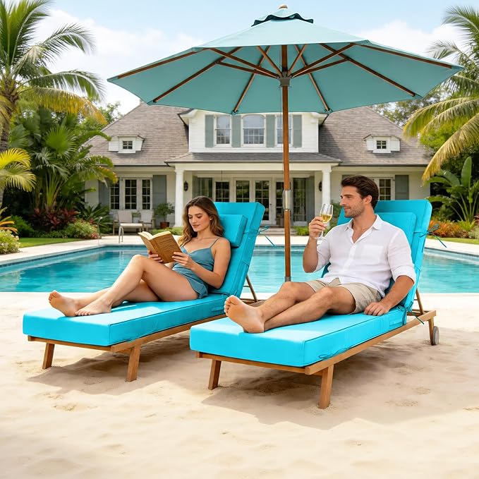 Chaise Lounge Cushions Outdoor 72x21x6 Inch, Fade Resistant 6'' Thicken Outdoor