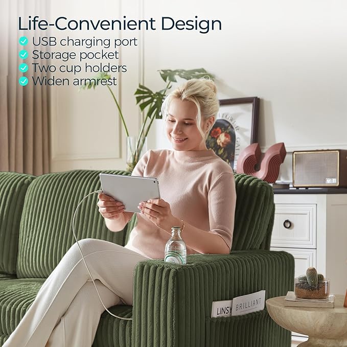LINSY HOME Loveseat Sofa with Storage
