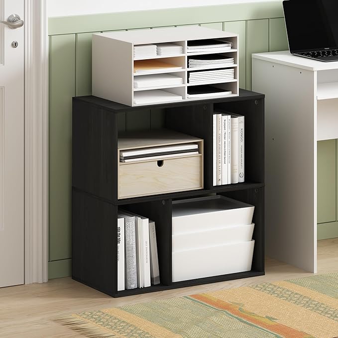 Furinno DALY Book Shelf, 4-Cube Bookshelf, Cube Storage Organizer Bookcase