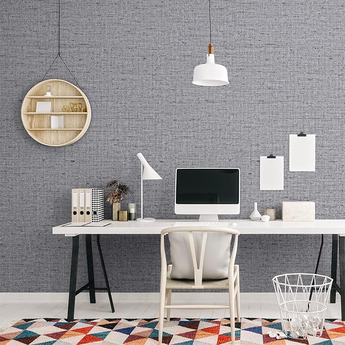 Grey Grasscloth Peel and Stick Wallpaper Gray Contact Paper 472inch Waterproof