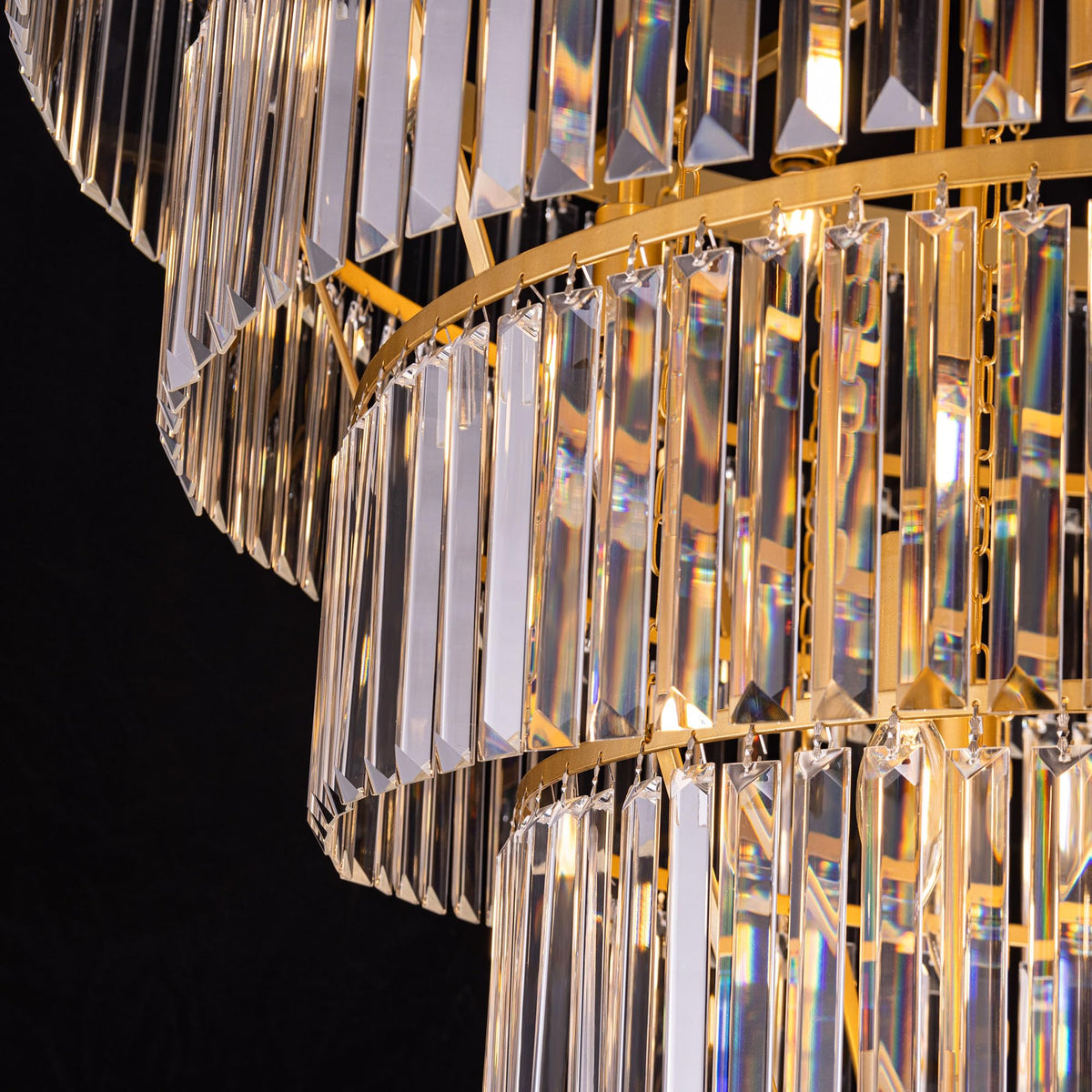 TOCHIC Large Crystal Chandelier for High Ceiling, 40-inch 7-Tier Modern Gold Crystal Chandeliers Lighting Fixture, Raindrop K9 Round Light for Entryway Staircase Foyer Living Bedroom Dining Room