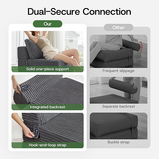 Convertible 4-in-1 Folding Sofa Bed Boneless Sleeper Chair Couch Foldable