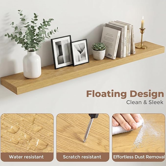 FLYJOE Floating Shelves for Wall, 55 Inch Floating Shelves Set of 2, Kitchen