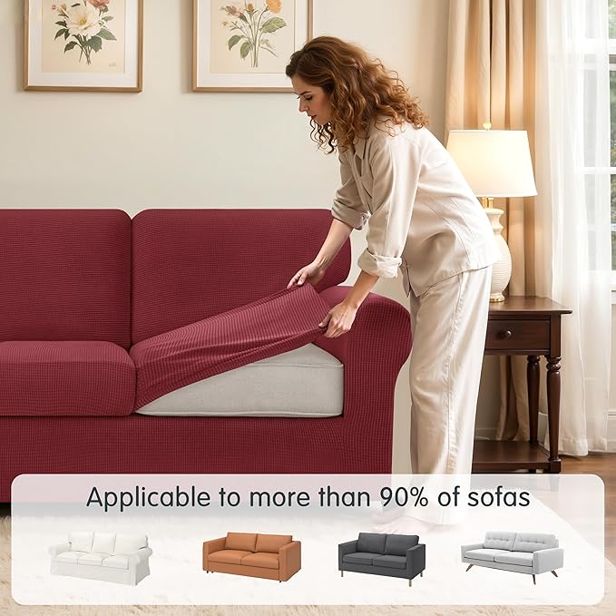 SUBRTEX 5 Pieces Stretch Sofa Slipcover Sets Couch Cover Sets Backrest Cushion