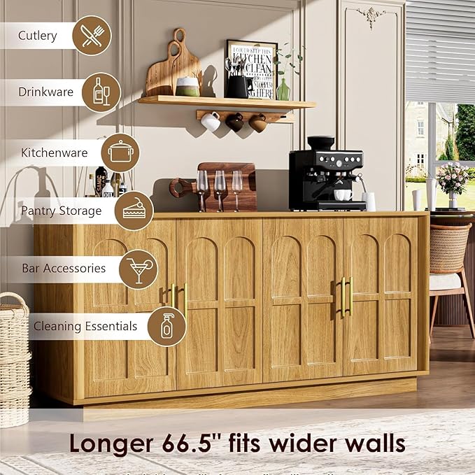 67'' Modern TV Stand for TVs up to 75'', Long Media Console