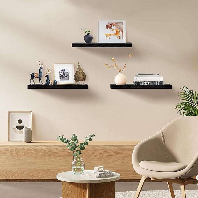 Upassion Floating Shelves for Wall Set of 3, Frame Display Floating Shelf for