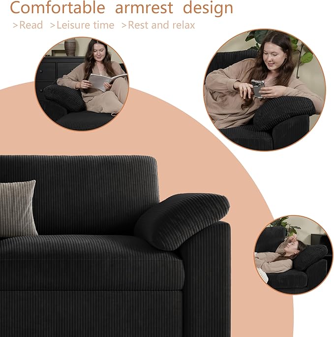 EASE MOOSE Sectional Modular Sofa, Comfty 3 Seat Cloud Couch, FSC Certified