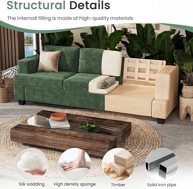 YOUDENOVA Sofa Couch, 3 Piece Set Comfy Sofa, 2 Loveseat & 3 Seater Sofa