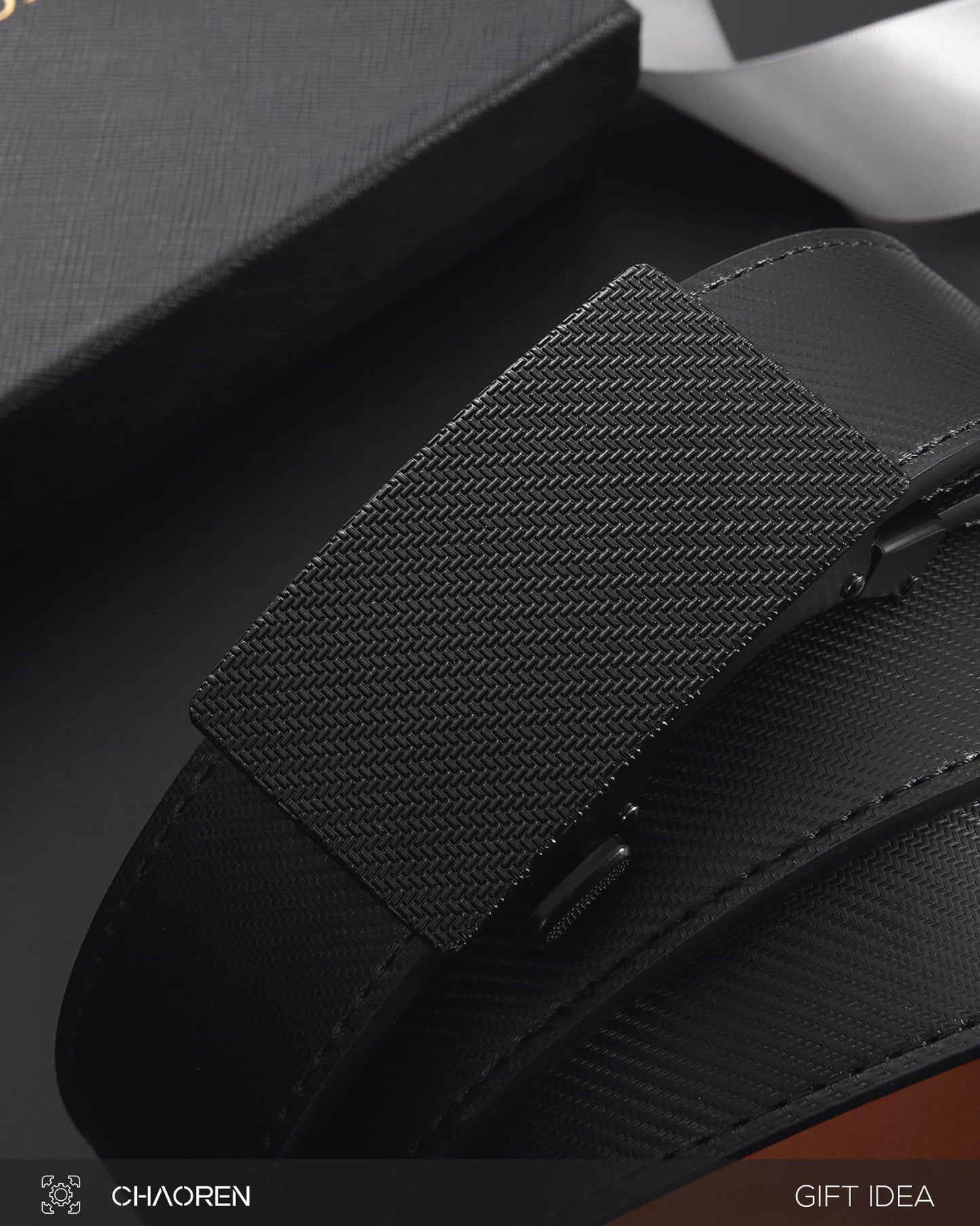 CHAOREN Leather Ratchet Belt for men 1 3/8" for Dress Pants - Micro Adjustable Belt Fit Everywhere
