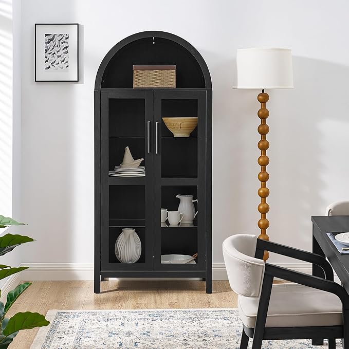 67" Black Tall Display Cabinet
