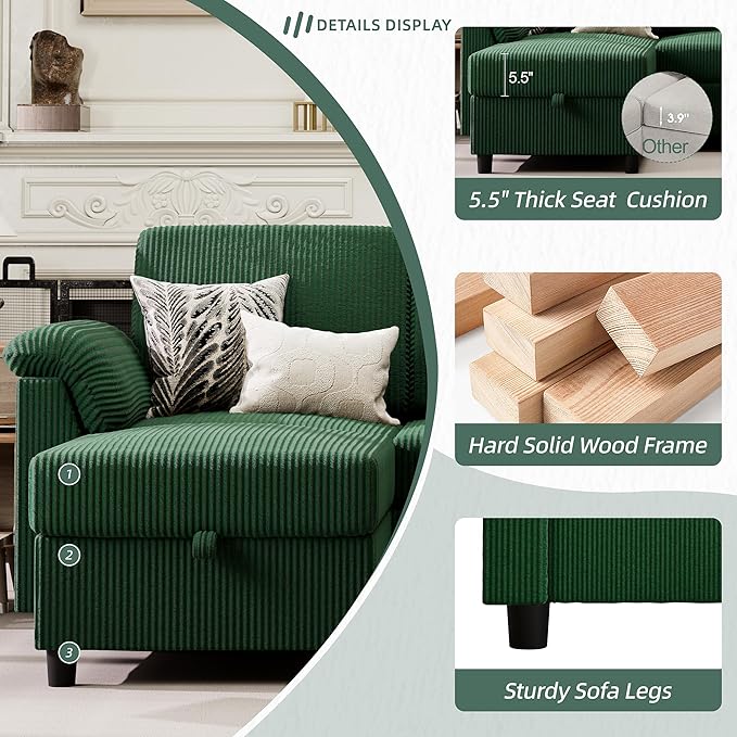 Vongrasig 79" Convertible Sectional Couch Sofa