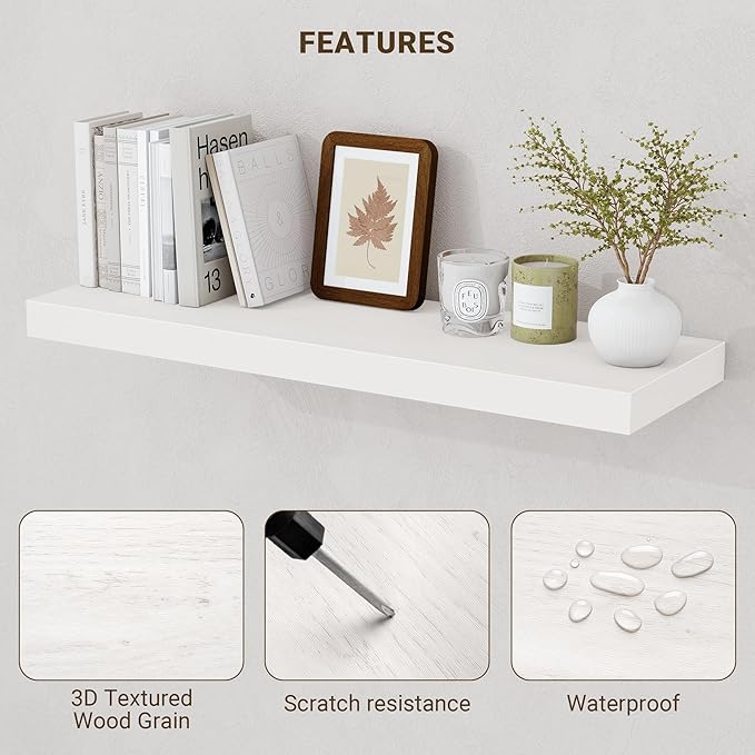 Acovy 16 Inch Floating Shelves, Wooden Shelves