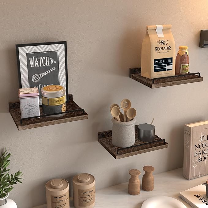 RYOFOBETTO Small Floating Shelf, 6 X 9 Inches Farmhouse Wall Shelves