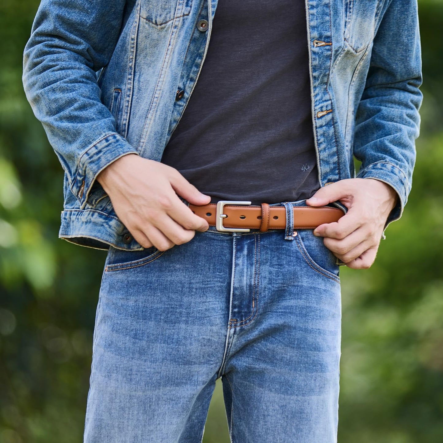 VATAN Men's Leather Dress Belts Handmade Classic Every Day Leather Belt with Prong Buckle for Men Work Business Casual (Tan, 36 (Waist 34))