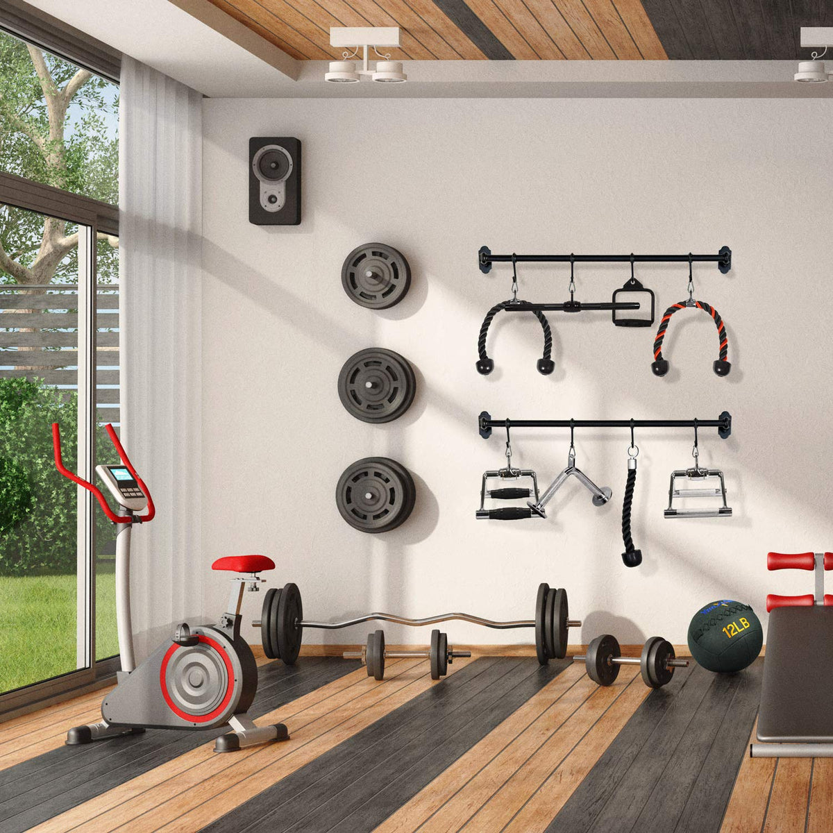 Yes4All Black D Row Handle Cable Attachment for Weight Workout, Cable Machine Accessories for Home Gym