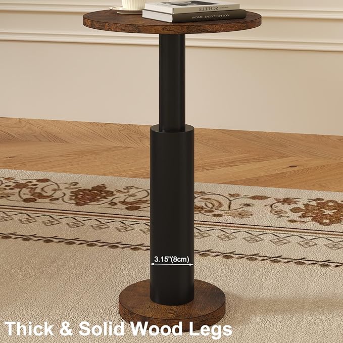 LAATOOREE Small Round Side Table, Accent Drink Coffee Table, Pedestal End Table