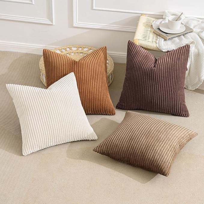 MIULEE Boho Farmhouse Throw Pillow Covers 20x20 Inch Set of 4 Rustic Mordern