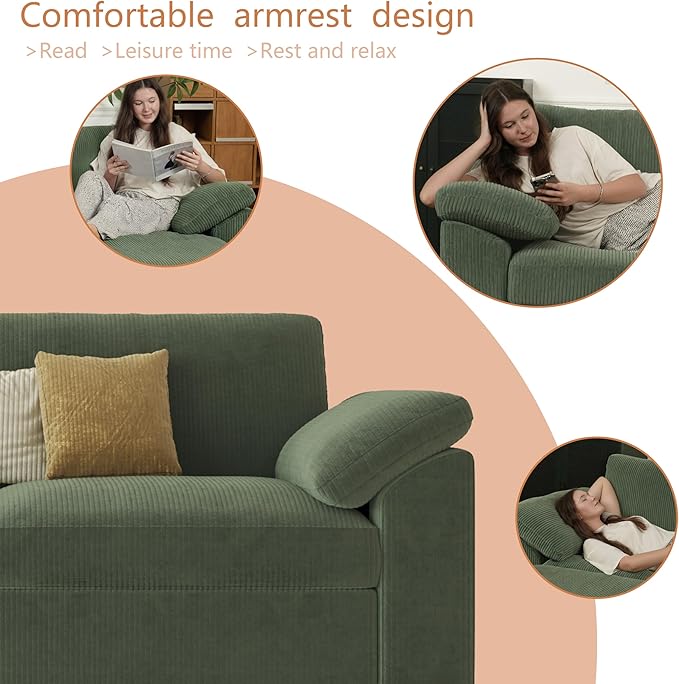 EASE MOOSE Comfty 2 Seat Couch, FSC Certified Modern Deep Seat Sectional Modular
