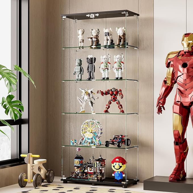 APRILSOUL Glass Display Cabinet 5-Shelf
