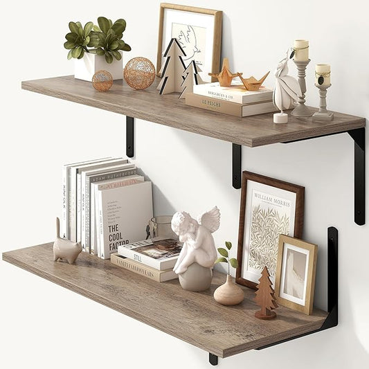 Fun Memories Floating Shelves for Wall, 12 Inch Deep Floating Shelves Set of 2