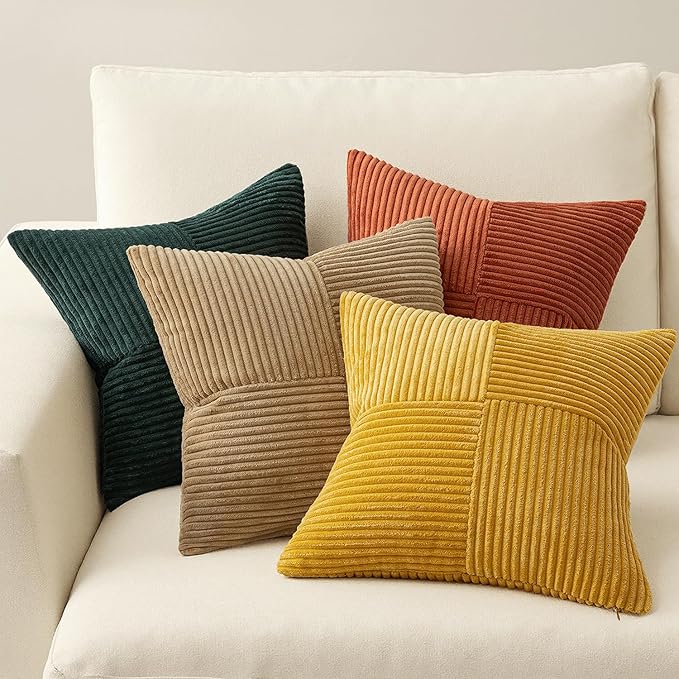 MIULEE Green Rust Throw Pillow Covers 20x20 Inch Set of 4 Boho Farmhouse Soft