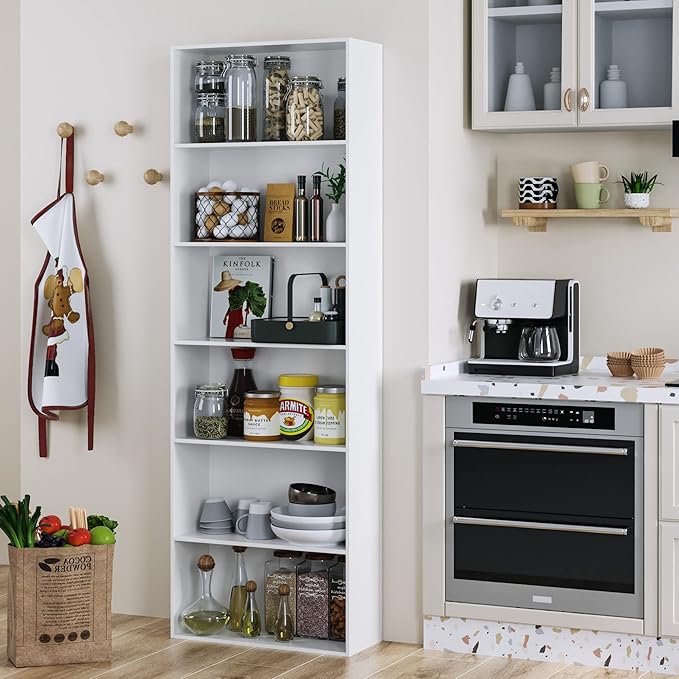 FOTOSOK 6-Tier Open Bookcase and Bookshelf, Freestanding Display Storage