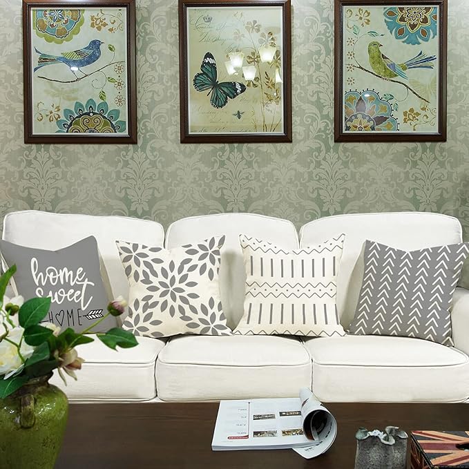 YCOLL Pillow Covers 16x16 Set of 4, Modern Sofa Throw Pillow Cover, Decorative