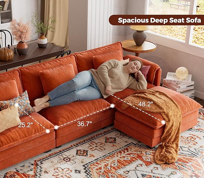 ELUCHANG Oversized 153" Modular Sectional Sofa, Comfy Deep Seat Cloud Couch