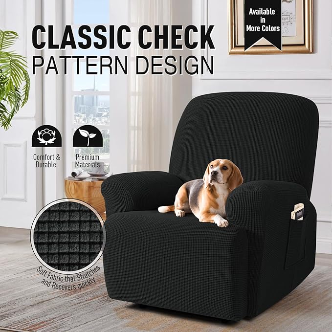 TAOCOCO Recliner Cover 4-Pieces, Recliner Stretch Sofa Slipcover, Recliner