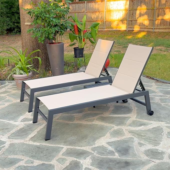 PURPLE LEAF Outdoor Patio Chaise Lounge Set of 4 Aluminum Lounge Chair