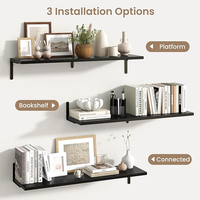 Fun Memories Deep Floating Shelves, 36W x 8D Floating Shelves Set of 2