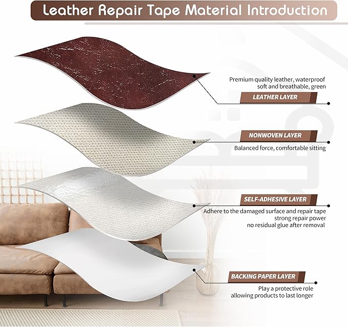 KING MOUNTAIN Leather Repair Patch, 2 Packs 9 x 11 Inches self Adhesive Leather
