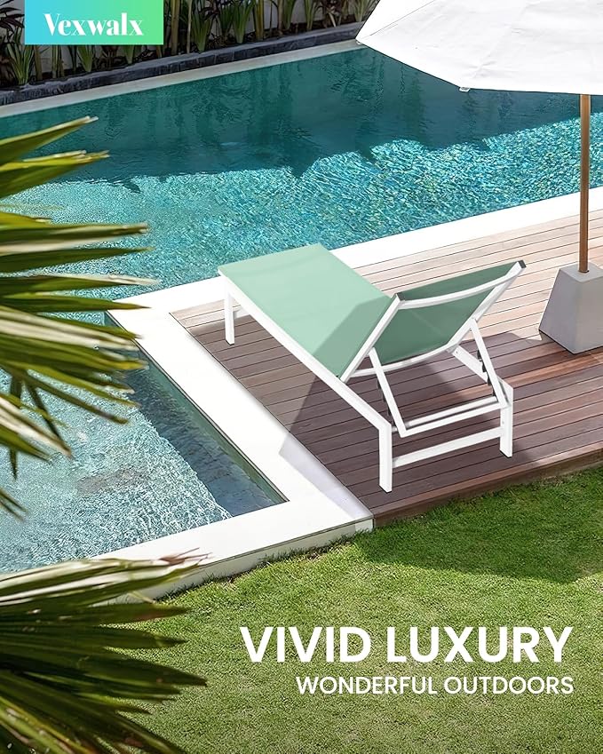 Vexwalx Outdoor Lounge Chairs Set of 2, Aluminum Patio Chaise Lounge Chairs