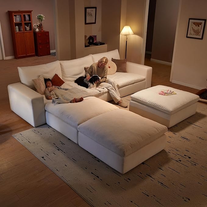 Cloud Couch Sectional 113.8'' Oversized Modular Deep Seat Sofa U Shaped Comfy