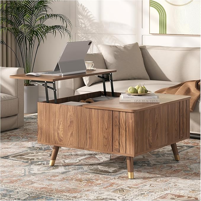 JOINICE Walnut Lift Top Coffee Table