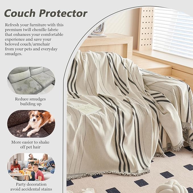 DREAMINGO Armchair Cover Washable Chenille Sofa Protector