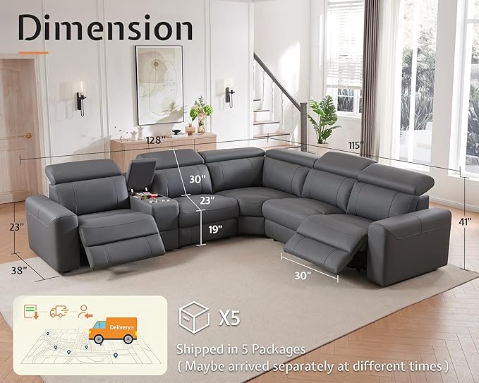 AMERLIFE Power Recliner Sectional Sofa