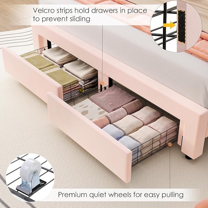 HIFIT Full Size Upholstered Smart LED Bed Frame