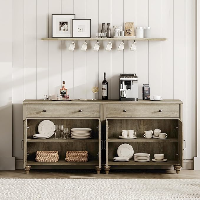 WAMPAT Farmhouse TV Stand for 75 inch TV