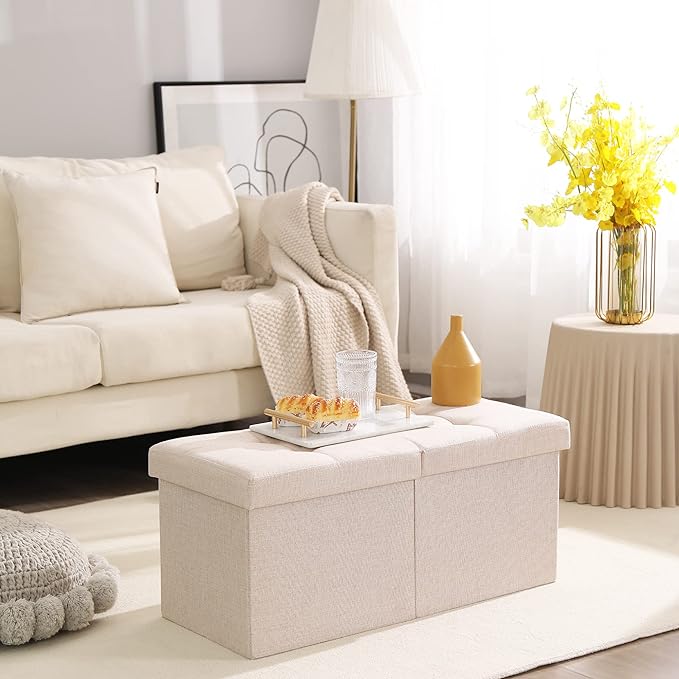 Storage Ottoman Bench Foldable Seat Footrest End of Bed Ottoman