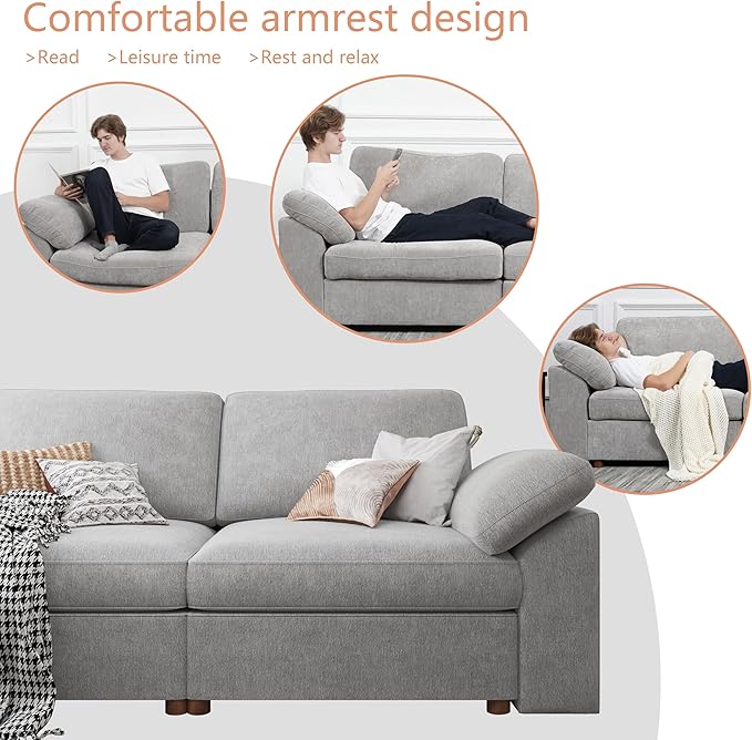 EASE MOOSE Oversized L Shape Sectional Modular Sofa，Comfty Chenille Sectional