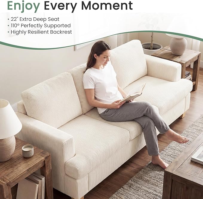 YOUDENOVA 63" Corduroy Sofa Couch Loveseat