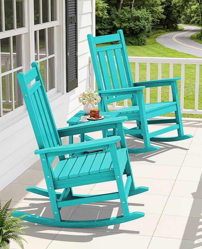 KINGYES Oversized Outdoor Rocking Chair, All-Weather Patio Rocking Chairs
